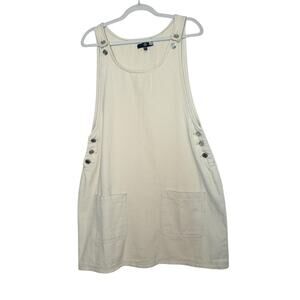 Missguided Butter Yellow Button Detail Pinafore Jumper Top Mini Dress Y2K Sz 10